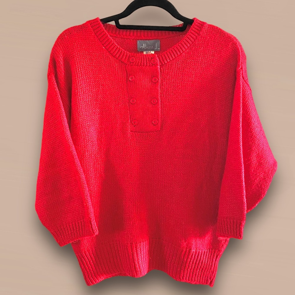Vintage Alison J. Soft Acrylic Sweater Button Bodice SZ M Made in USA